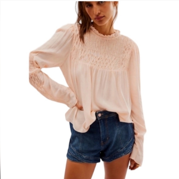 Free People Tops - Free People Smocked in Time Top in Apricot NWOT size xs
